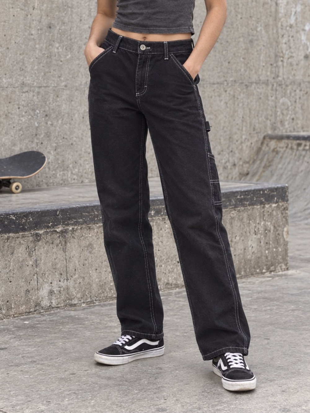 BDG Urban Outfitters W28 Black Carpenter Jeans Contrast Stitch Y2K Skater Casual